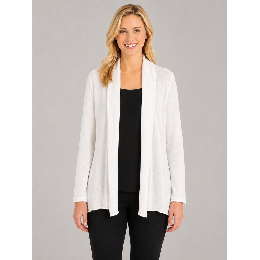 Express Cardigan Women Large White Shawl Collar Open Front Cotton Blend Sweater